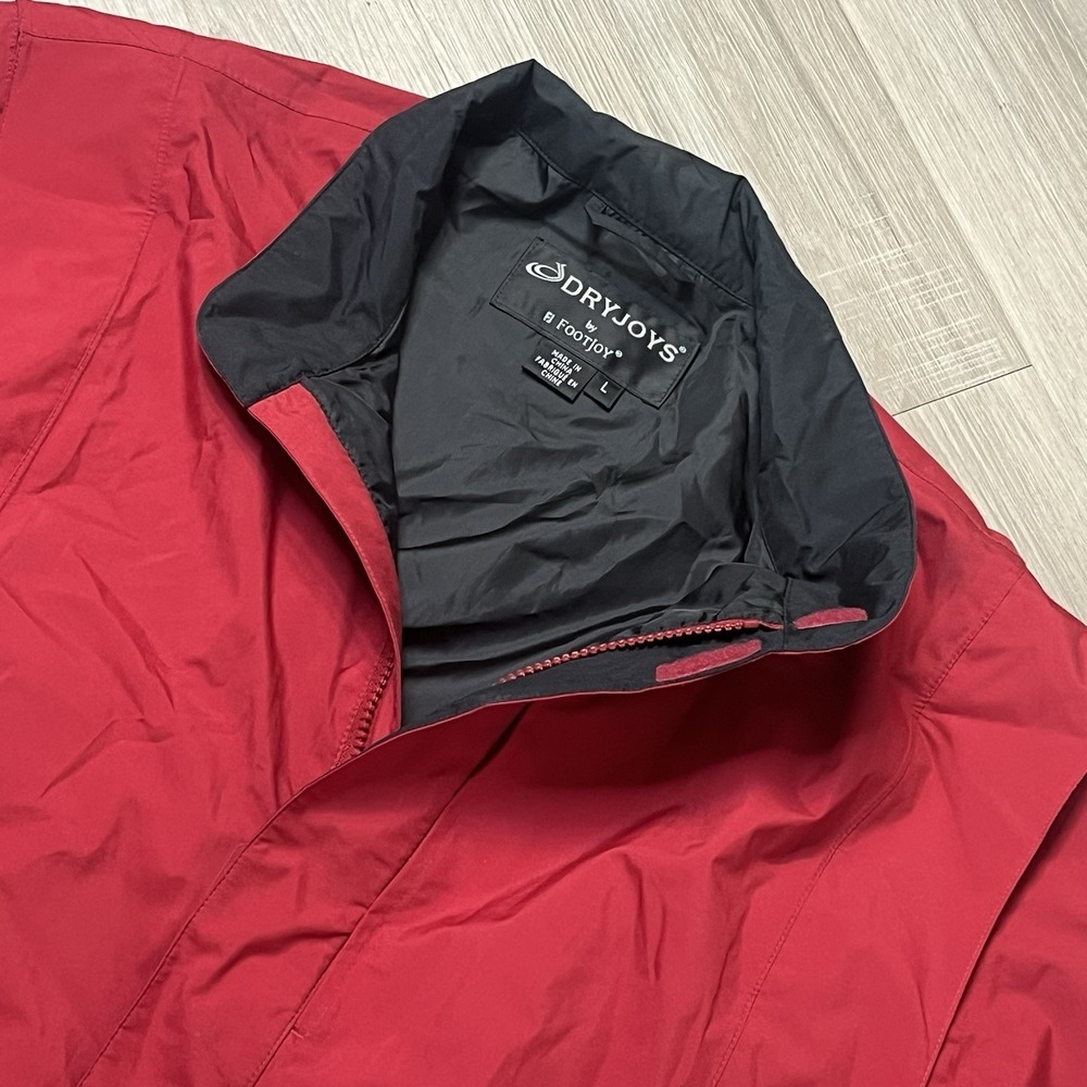 Footjoy Dryjoys Jacket Men's Large Red Full Zip Long Sleeve Windbreaker Pullover